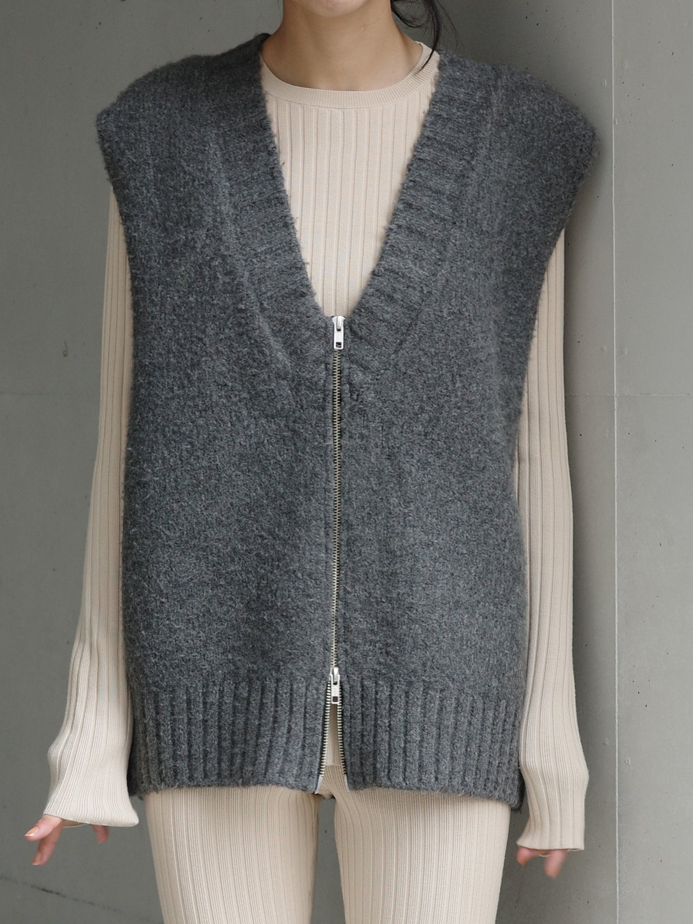 Knit zip vest