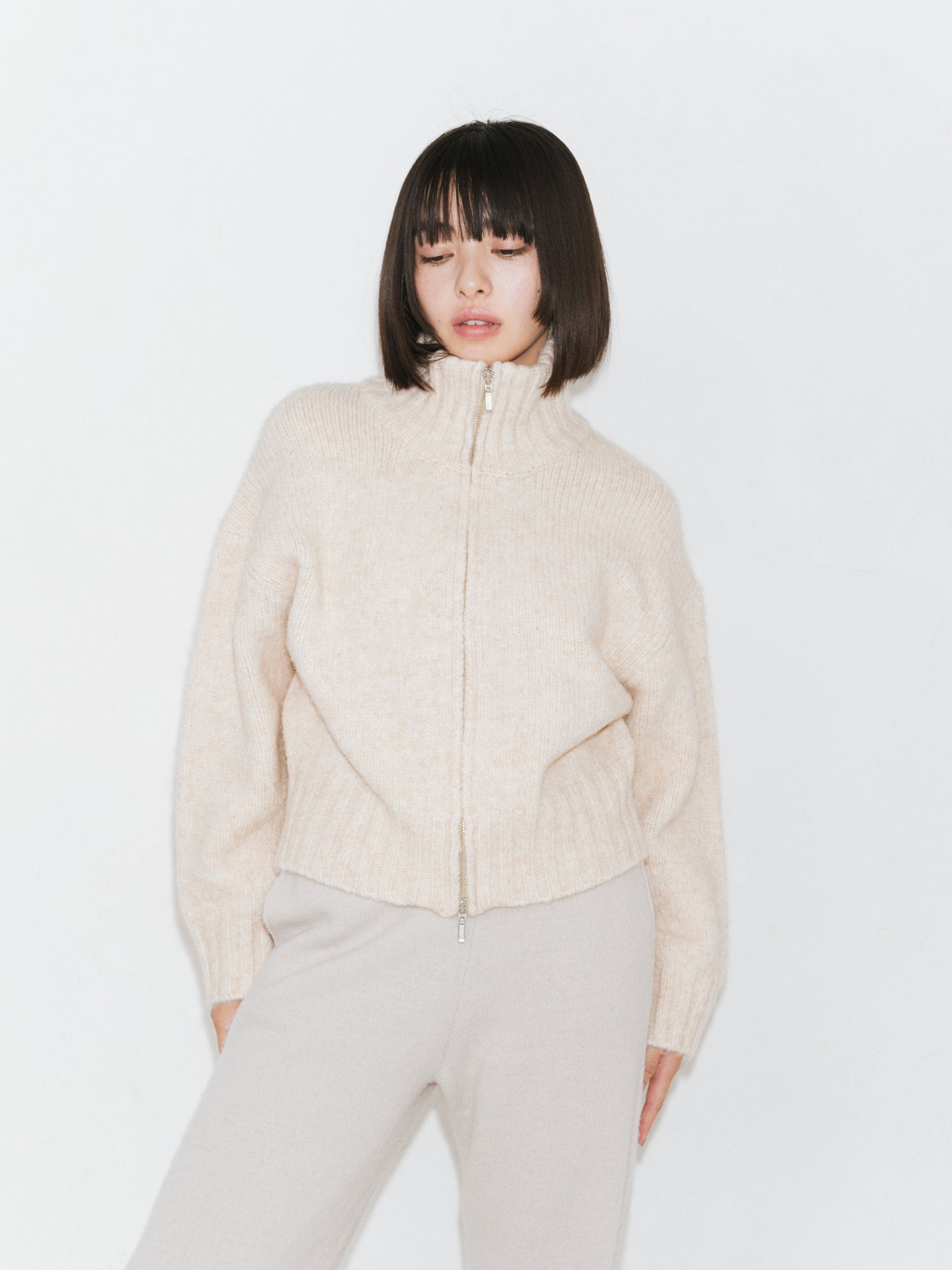 ENCIRCLE Knit zip BL(stones) - ニット/セーター