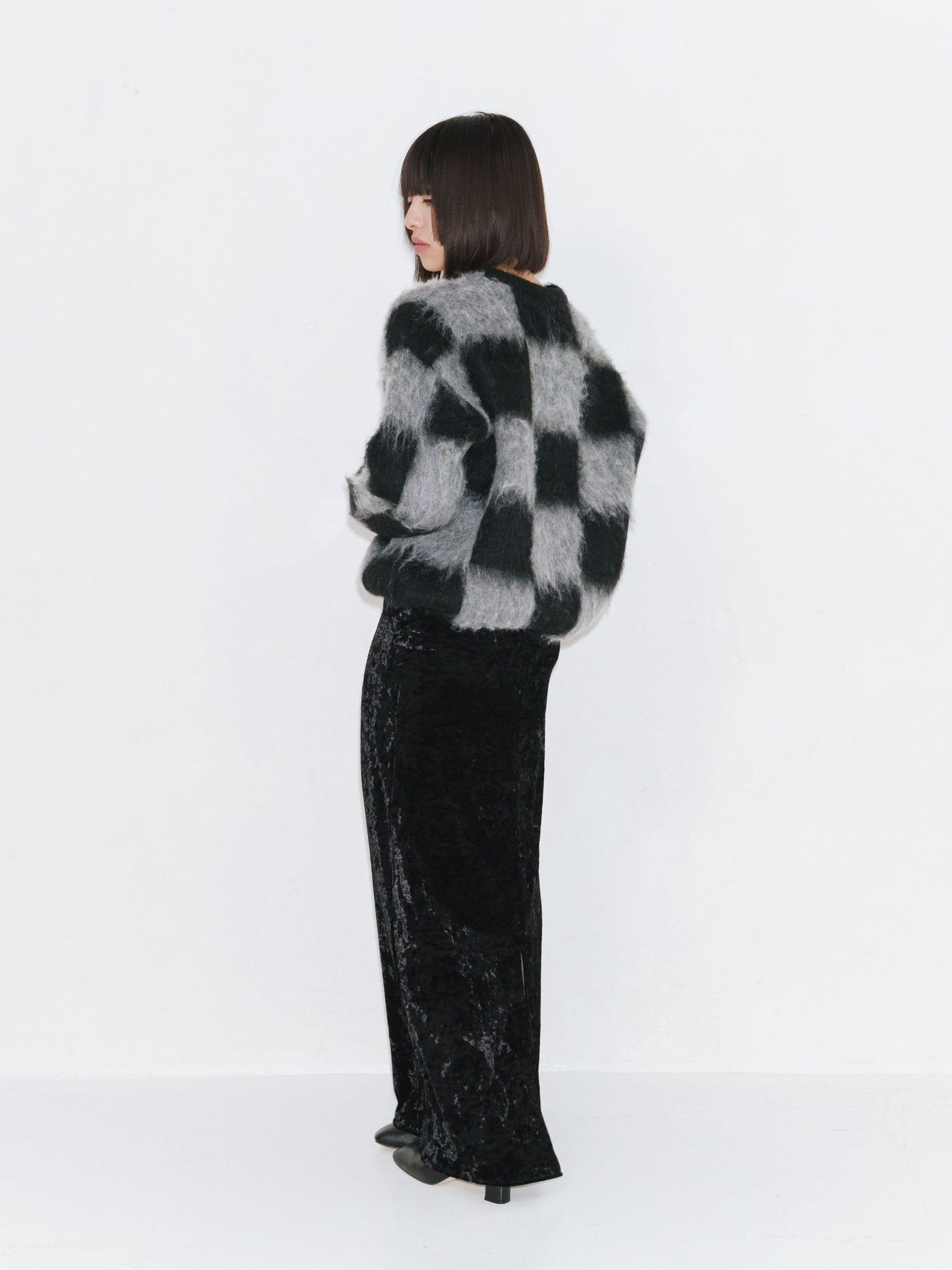 Block check knit