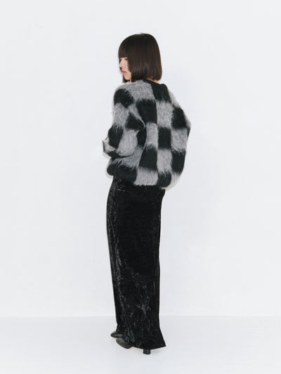 Block check knit