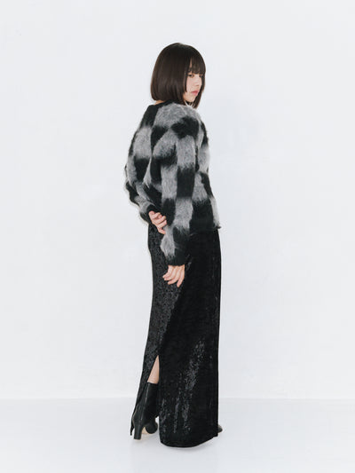 Block check knit